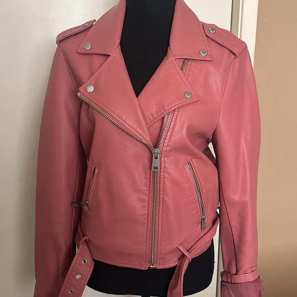 BELTED FAUX LEATHER MOTO JACKET - Picture 2 of 6